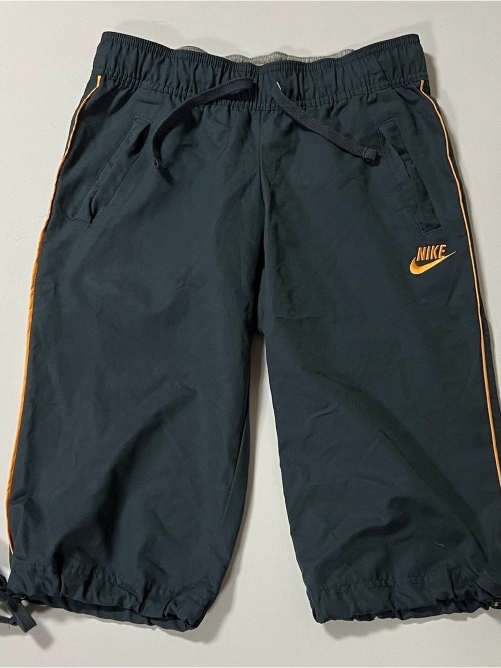 Nike Navy Blue Orange Logo Drawstring Bermuda Shorts Bottoms Size S 🧡✨ #shorts